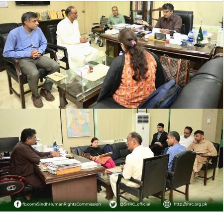 Mr. Asif Ali Abro, SO, and Ms. Samreen Paras, Admin of the Complaint Cell from the Human Rights Department, GoS visited the SHRC office.