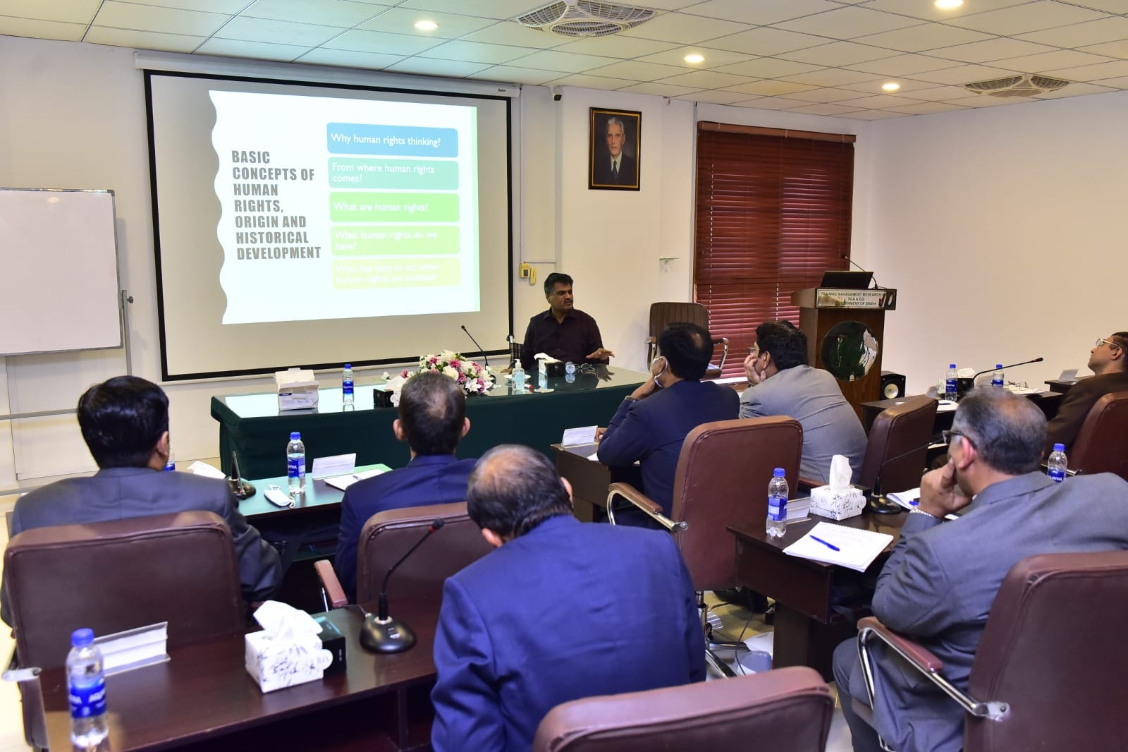 Chairperson (SHRC) Iqbal Ahmed Detho delivered a lecture on Human Rights Issues in Pakistan and Policy Responses