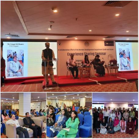 M. Aslam Shaikh (R) Judge, MJ-II, of the Sindh Human Rights Commission, participated in event on Experience Sharing Seminar on Improving Post-Shelter Lives of Women Survivors of Violence.