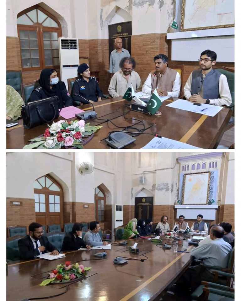 Chairperson & Member (SHRC) presided over a meeting with Deputy Commissioner Larkana.