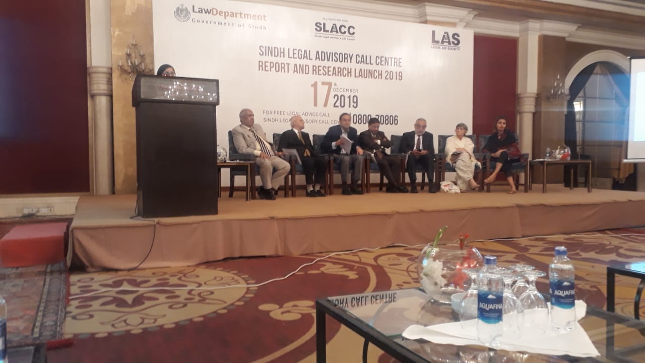 Sindh Legal Advisory Call Centre Report and Research Launch 2019