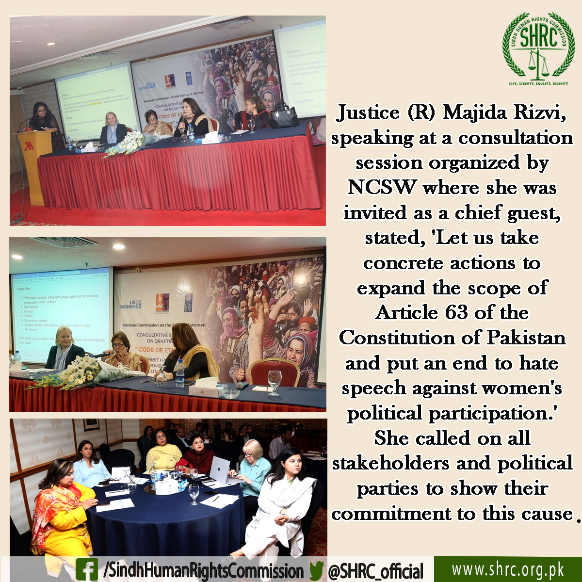 Consultation to curate a code of ethics to prohibit hate speech against women.