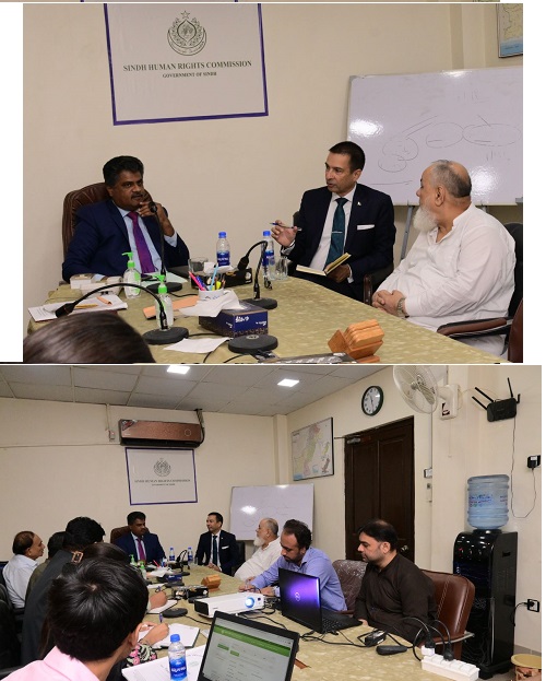 Secretary (NCHR) Mr. Malik Kamran visited (SHRC) office and held meeting with Chairperson Mr. Iqbal Ahmed Detho