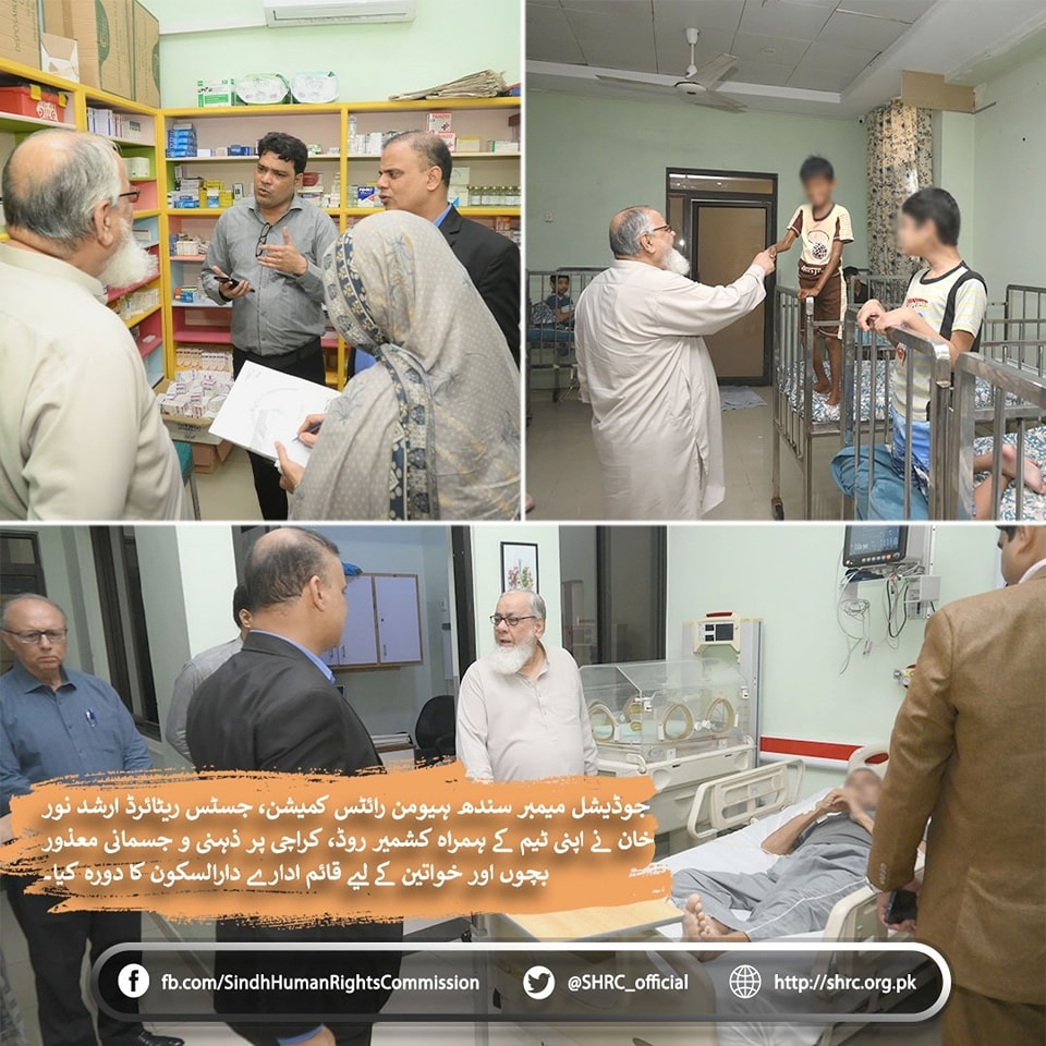 Judicial Member (SHRC) Justice (R) Arshad Noor Khan, Visited Darul Skoon, an institution for mentally and physically challenged children and women in Karachi.
