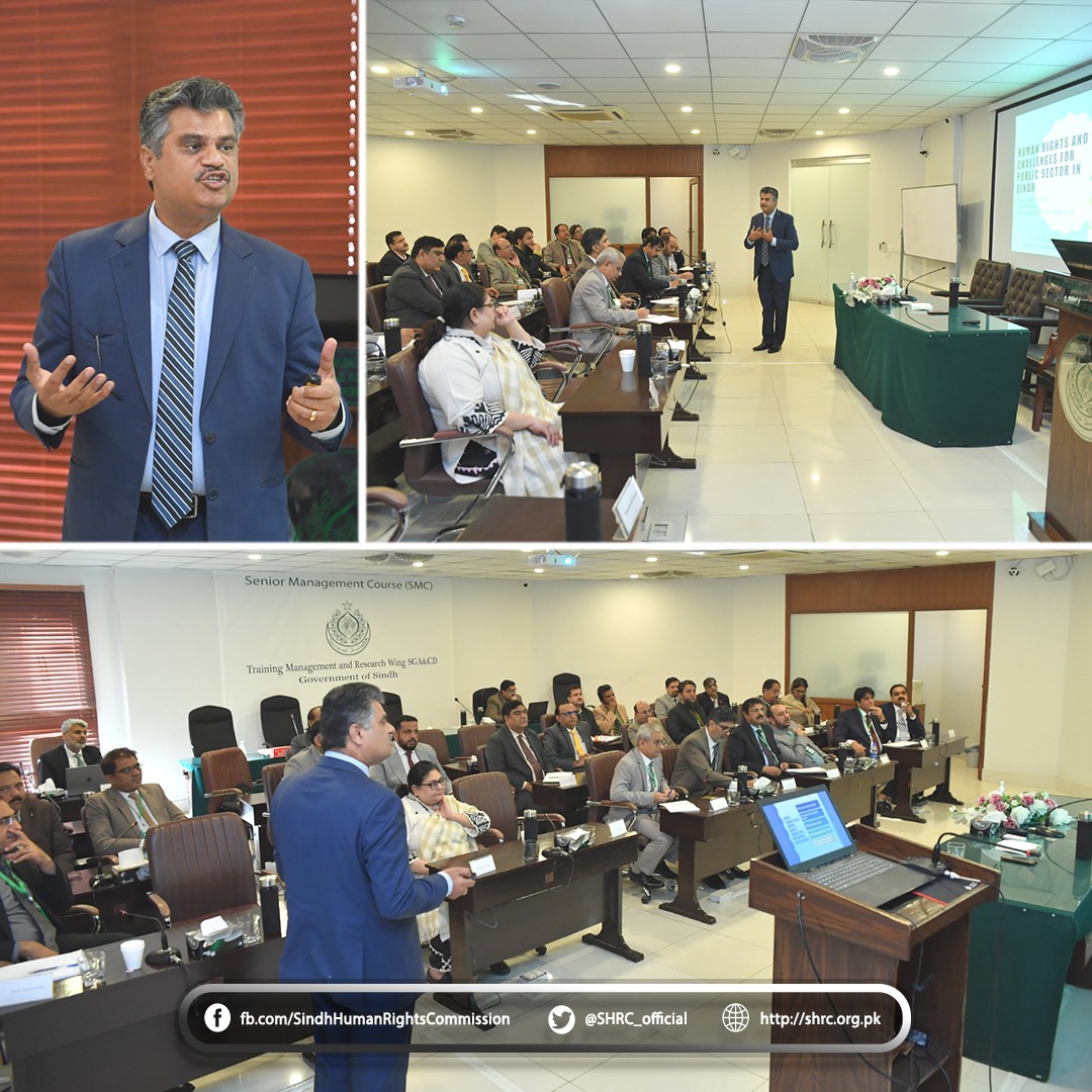 The Chairperson of the SHRC delivered an insightful lecture on "Human Rights in Pakistan" at the TMR, SGA&CD, GoS.