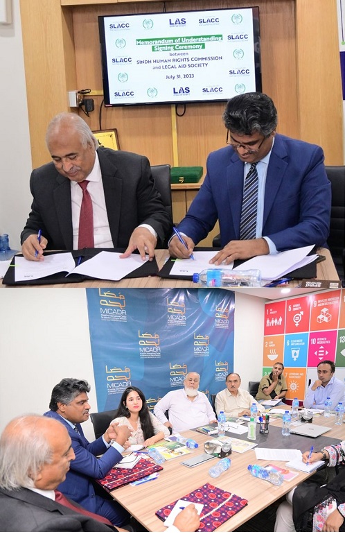 Memorandum of Understanding (MoU) was signed between the Sindh Human Rights Commission and the Legal Aid Society